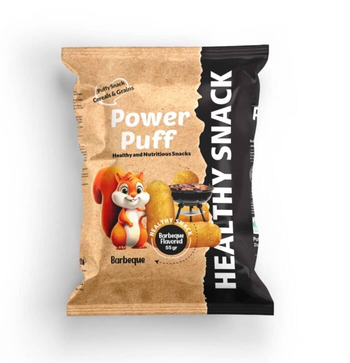 PowerPuff Barbeque Flavored – Healthy Organic Puff Snack (Whole Grain & Legume Base)