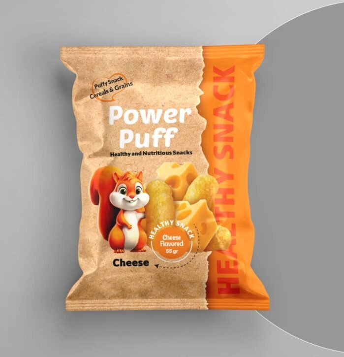 PowerPuff Cheesy Flavor – Healthy Organic Puff Snack (Whole Grain & Legume Base)